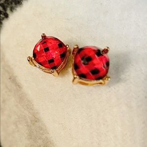 Buffalo plaid stud earrings